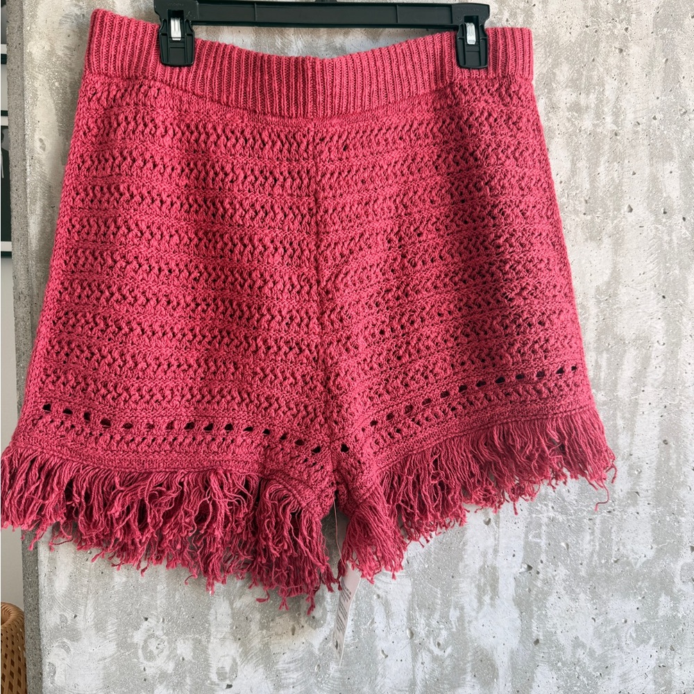 ASOS Pink Crochet Fringe Shorts
